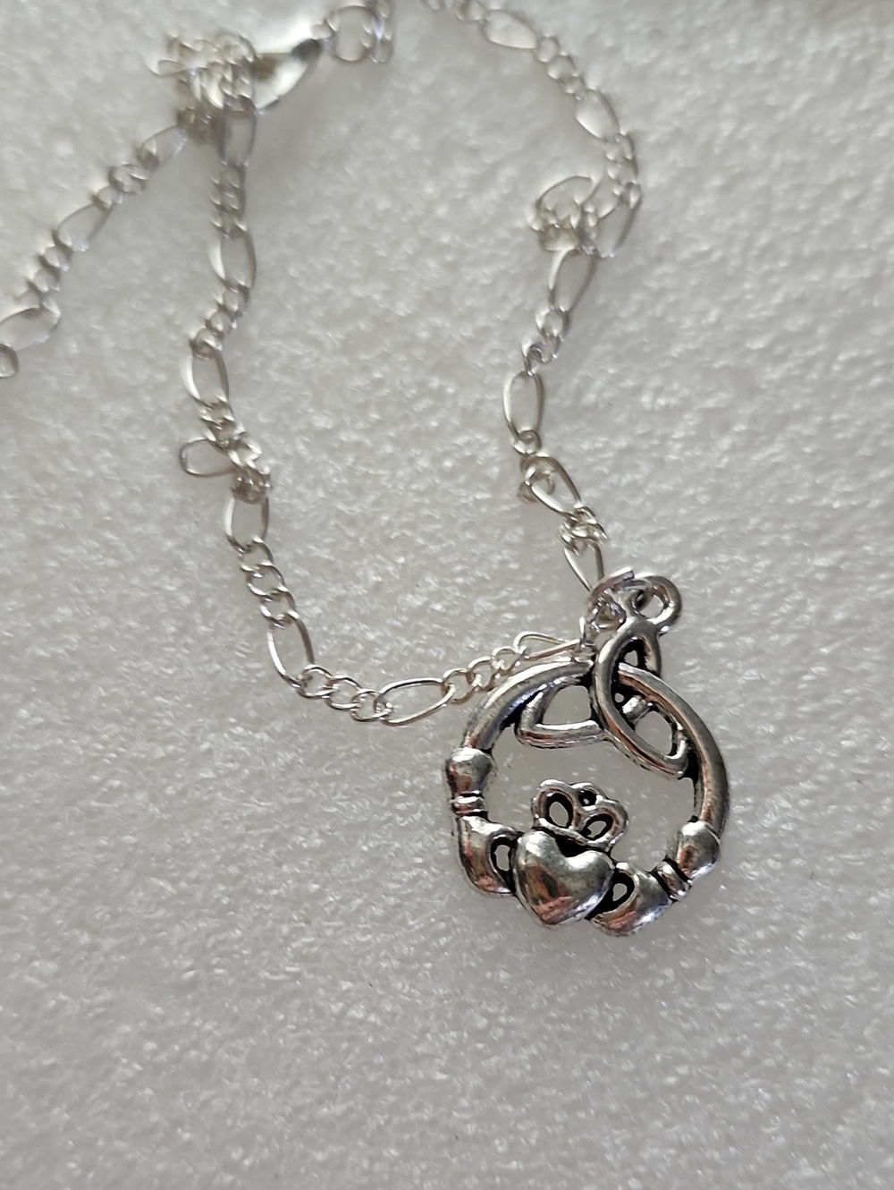 Hand Crafted Silver-Tone Claddagh Bracelet / Anklet